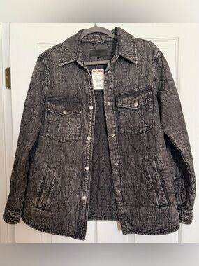 BlankNYC Quilted Snap-Front Jacket in Washed Black